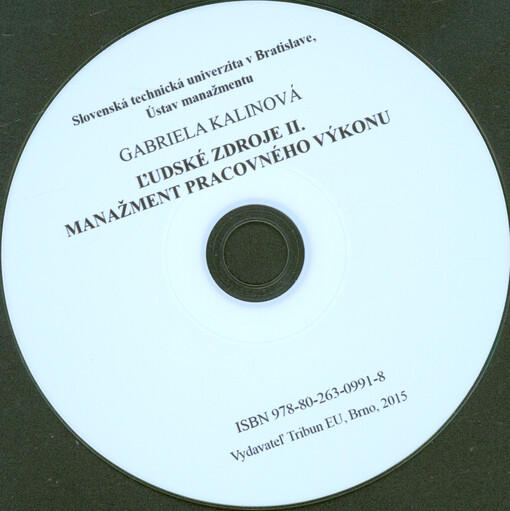 Ľudské zdroje II: manažment pracovného výkonu = Human Resource II. : management work performance