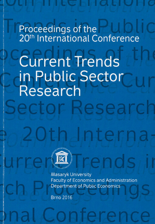 Current trends in public sector research : proceedings of the 20th international conference : Šlapanice, 21-22 January 2016