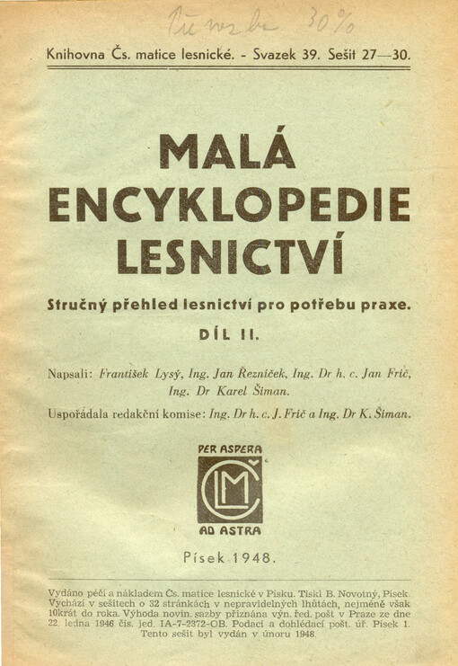 Malá encyklopedie lesnictví : Stručný přehled les. pro potř. praxe. Díl 2