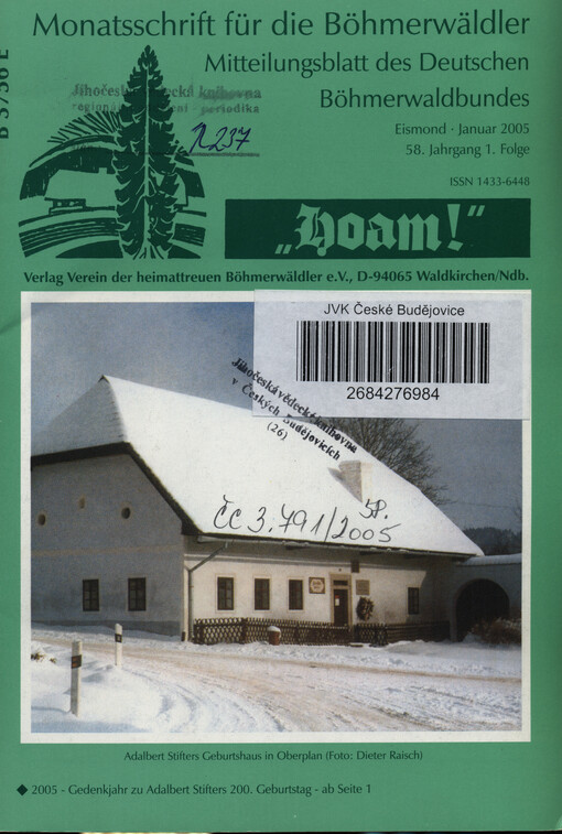 Hoam : Monatsschrift für die Böhmerwäldler Mitteilungsblatt des Heimatverbandes