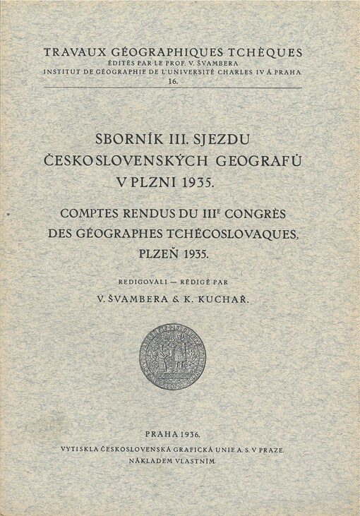 Sborník III. sjezdu československých geografů v Plzni 1935