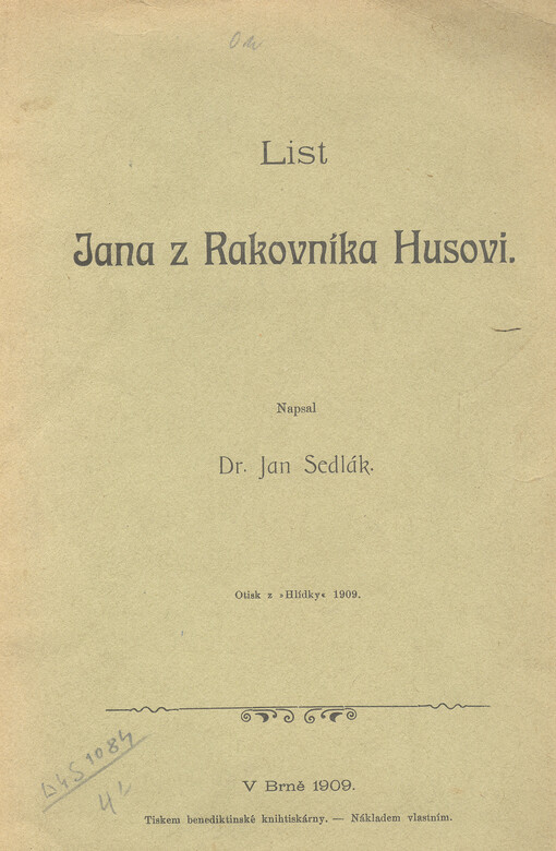 List Jana z Rakovníka Husovi