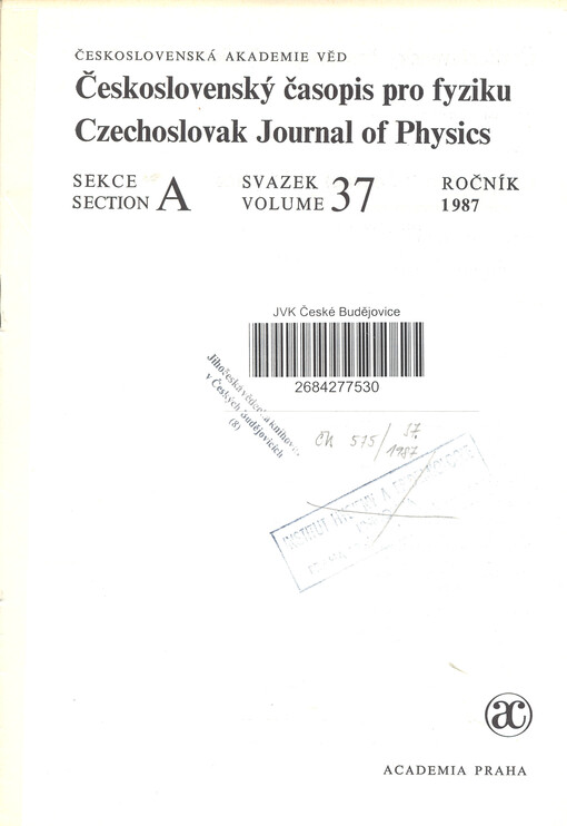 Československý časopis pro fyziku = Czechoslovak Journal of Physics
