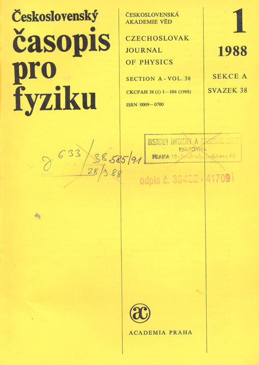 Československý časopis pro fyziku = Czechoslovak Journal of Physics
