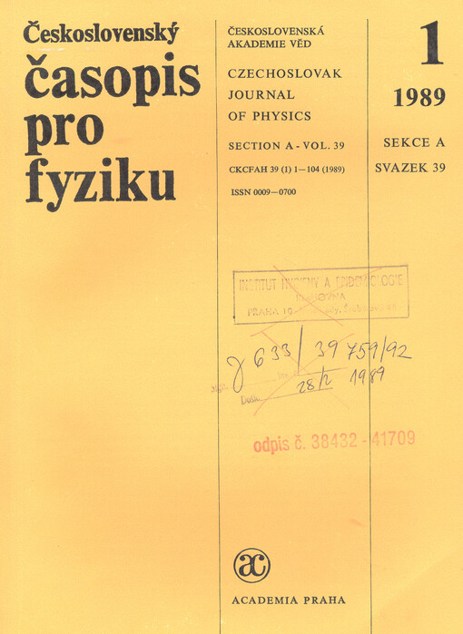 Československý časopis pro fyziku = Czechoslovak Journal of Physics