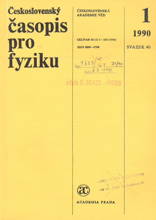 Československý časopis pro fyziku = Czechoslovak Journal of Physics