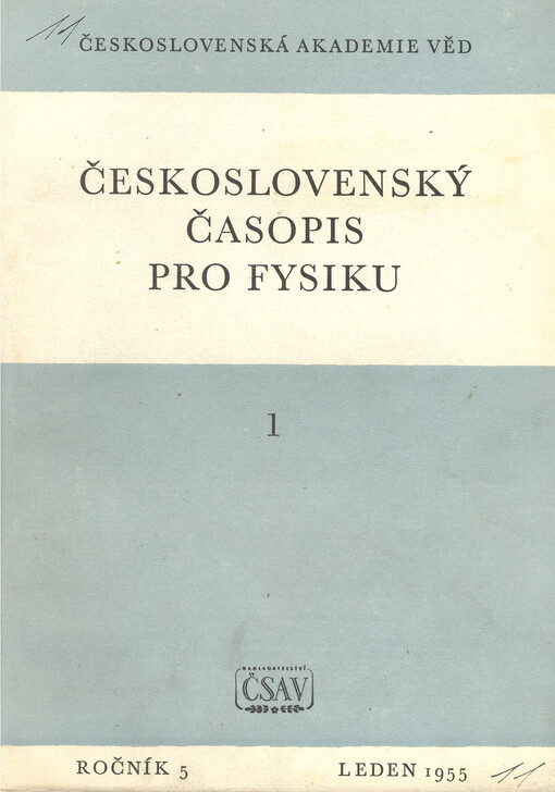 Československý časopis pro fyziku = Czechoslovak Journal of Physics