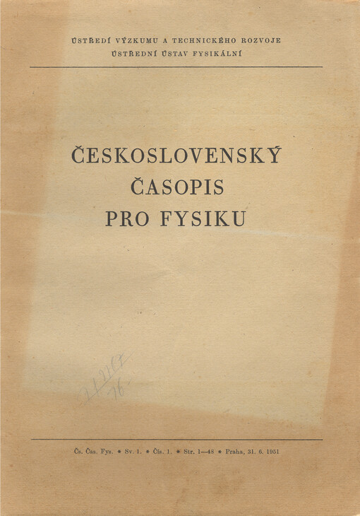 Československý časopis pro fyziku = Czechoslovak Journal of Physics