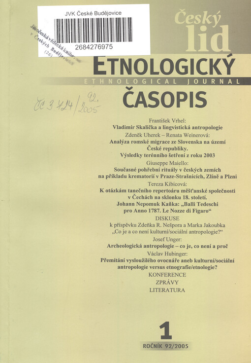 Český lid : sborník věnovaný studiu lidu českého v Čechách, na Moravě, ve Slezsku a na Slovensku