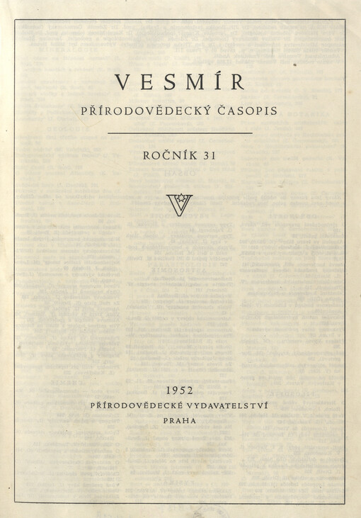 Vesmír : časopis pro šíření vědy přírodní, zeměpisné a národopisné