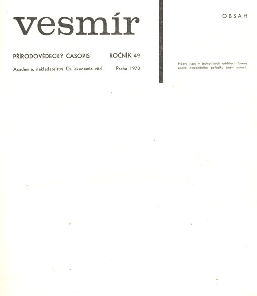 Vesmír : časopis pro šíření vědy přírodní, zeměpisné a národopisné