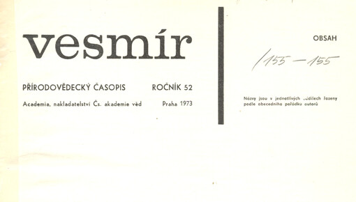 Vesmír : časopis pro šíření vědy přírodní, zeměpisné a národopisné