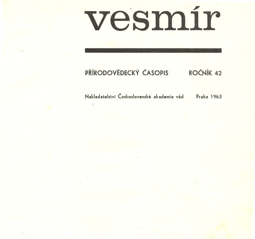 Vesmír : časopis pro šíření vědy přírodní, zeměpisné a národopisné