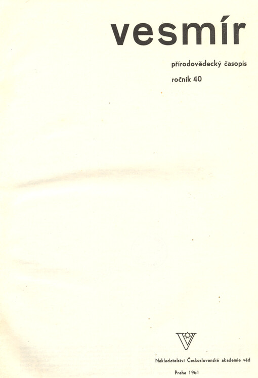 Vesmír : časopis pro šíření vědy přírodní, zeměpisné a národopisné