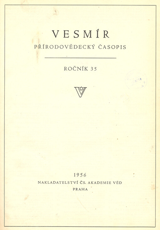 Vesmír : časopis pro šíření vědy přírodní, zeměpisné a národopisné