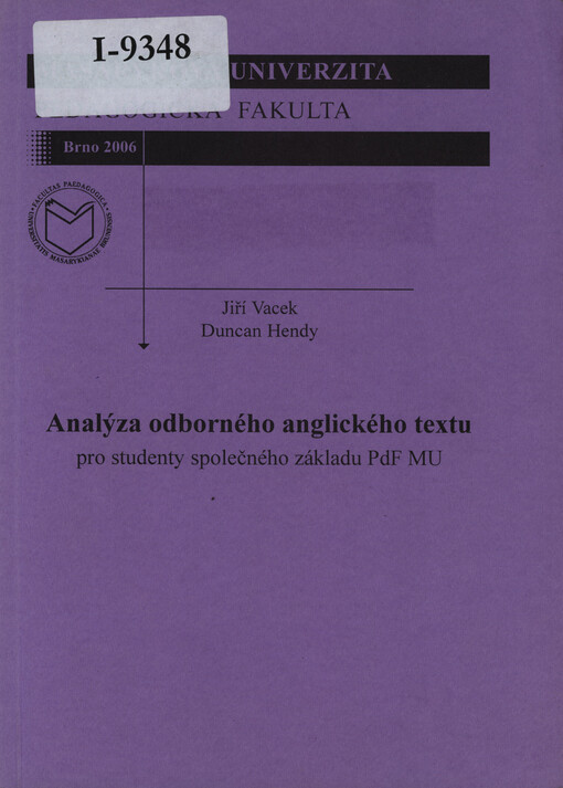 Analýza odborného anglického textu : pro studenty společného základu PdF MU