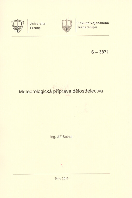 Meteorologická příprava dělostřelectva : studijní text