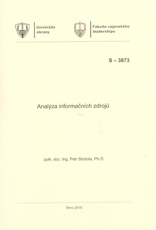 Analýza informačních zdrojů : studijní text