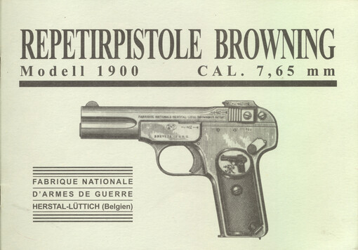 Browning model 1900 : (automatická samonabíjecí pistole) : ráže 7,65 mm
