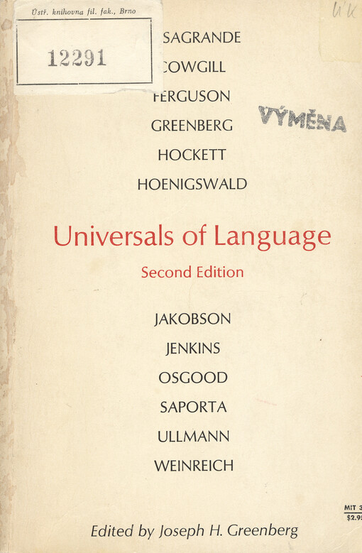 Universals of language : report of a conference held at Dobbs Ferry, New York, April 13-15, 1961