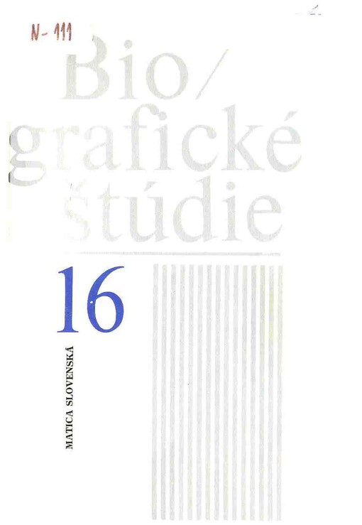 Biografické štúdie.Zv. 16