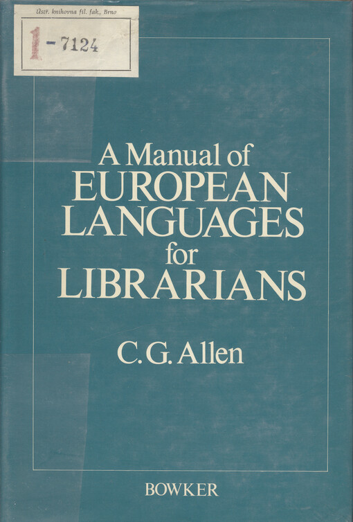 A Manual of European Languages for Librarians