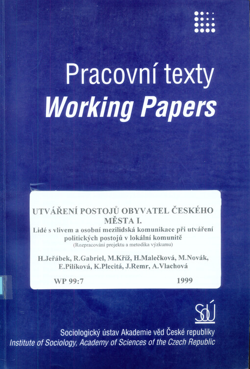 Utváření postojů obyvatel českého města