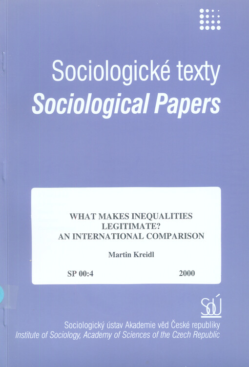 What makes inequalities legitimate?: <<An >>international comparison