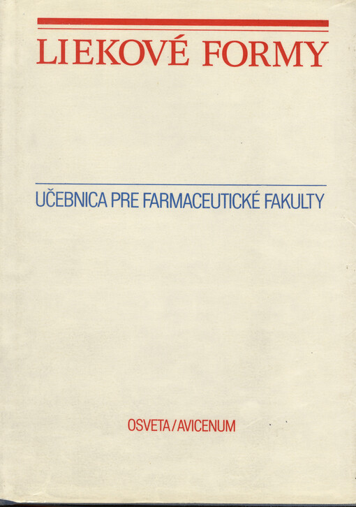Liekové formy : učebnica pre farmaceutické fakulty