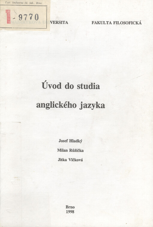 Úvod do studia anglického jazyka, 1. vyd.