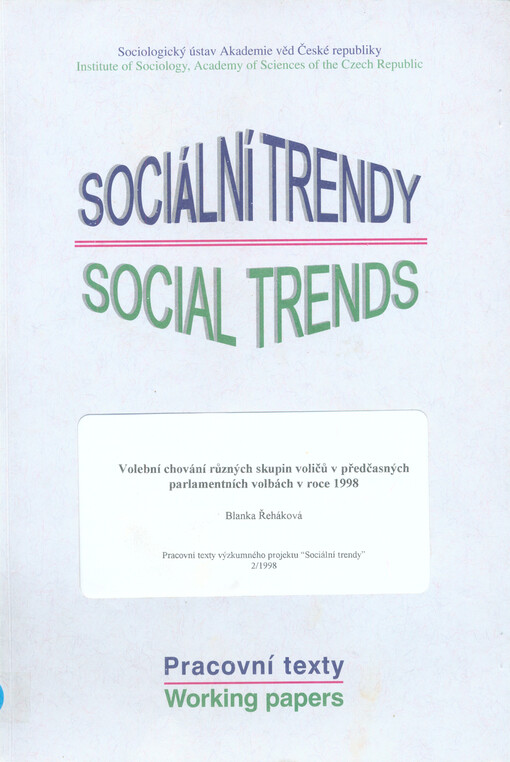 Volební chování různých skupin voličů v předčasných parlamentních volbách v roce 1998