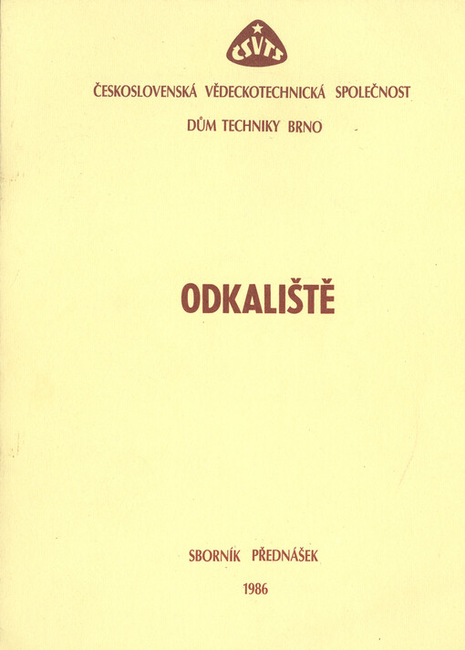 Odkaliště :sborník přednášek [ze] semináře ČV vodohosp. společ. ČSVTS, Brno 1986