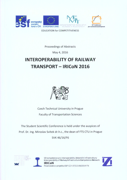 Interoperability of Railway Transport - IRICoN 2016 : proceedings of abstracts, May 4, 2016