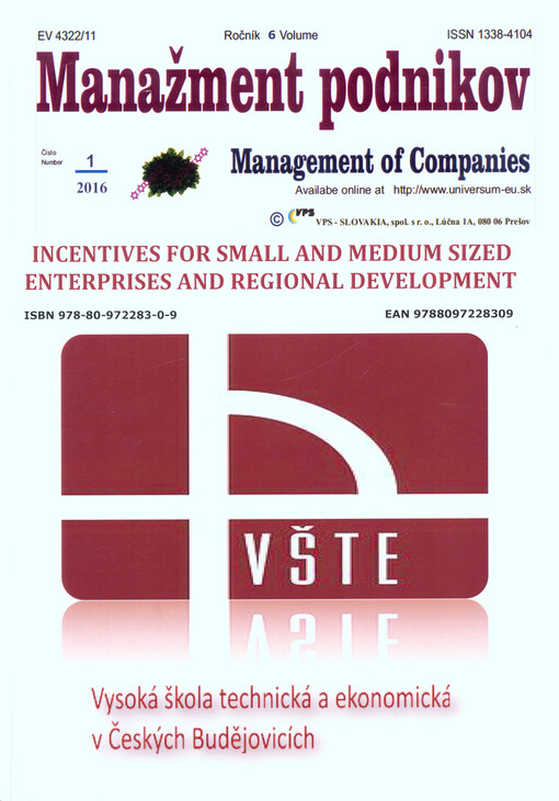 Incentives for Small and Medium sized Enterprises and Regional Development : international conference : March 27th, 2015 in České Budějovice, Czech Republic