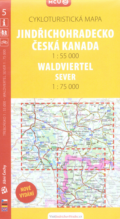 Jindřichohradecko, Česká Kanada : cykloturistická mapa 1:55 000 ; Waldviertel sever : 1:75 000