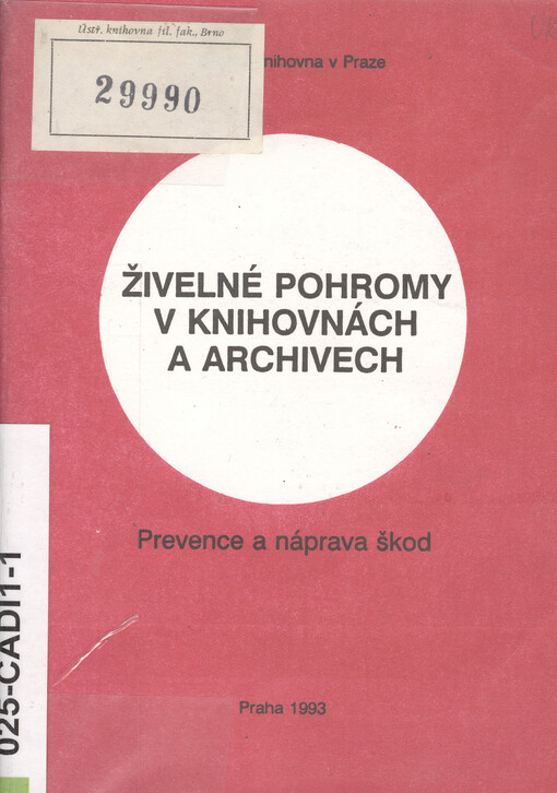 Živelné pohromy v knihovnách a archivech : Prevence a náprava škod : Výtah