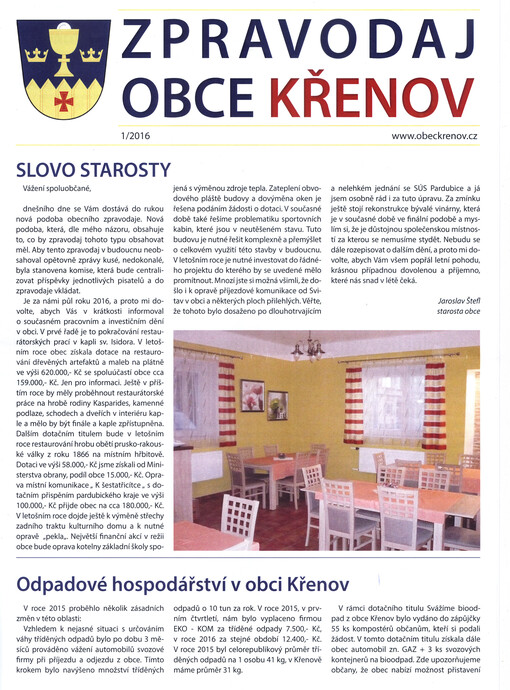 Zpravodaj obce Křenov
