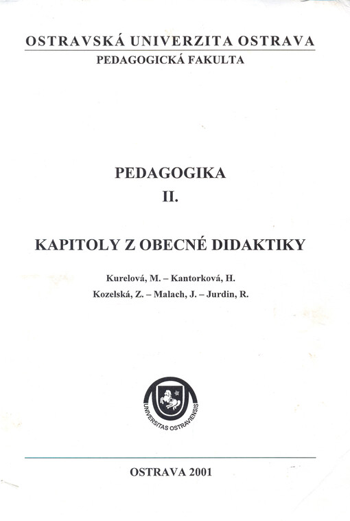 Pedagogika. II., Kapitoly z obecné didaktiky