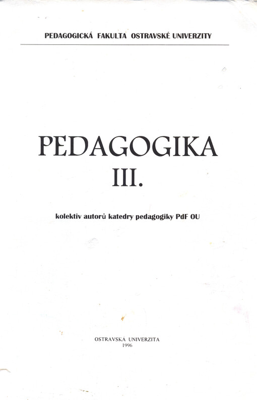 Pedagogika III.