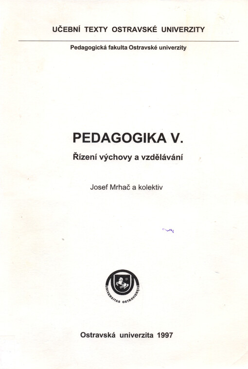 Pedagogika V. Řízení výchovy a vzdělávání