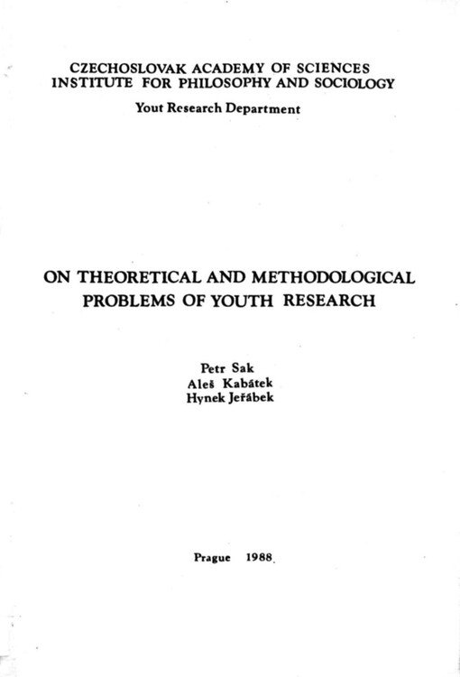 On theoretical and methodological problems of youth research