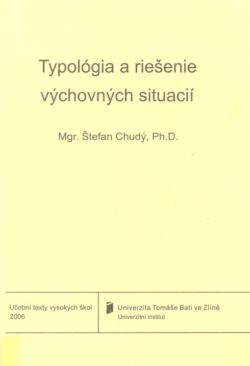 Typológia a riešenie výchovných situácií