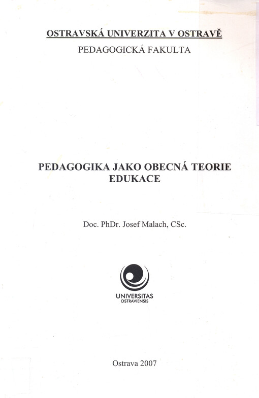 Pedagogika jako obecná teorie edukace