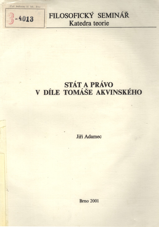 Stát a právo v díle Tomáše Akvinského
