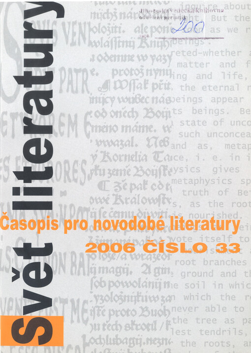 Svět literatury : časopis pro novověké zahraniční literatury