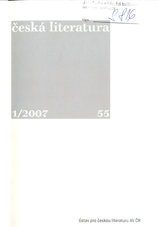 Česká literatura : časopis pro literární vědu