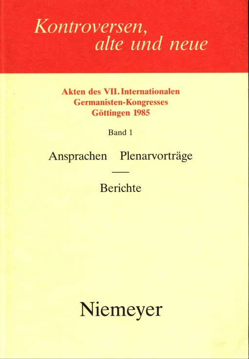 Ansprachen Plenarvortäge Berichte