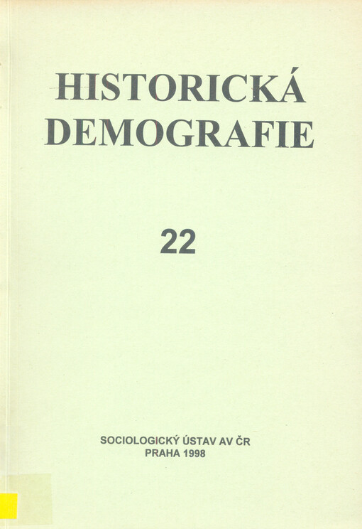 Historická demografie. 22