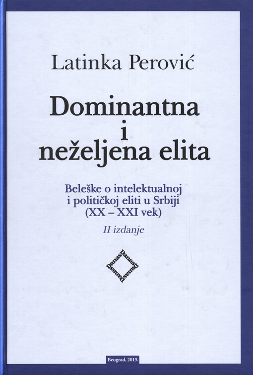 Dominantna i neželjena elita : beleške o intelektualnoj i političkoj eliti u Srbiji (XX-XXI vek)