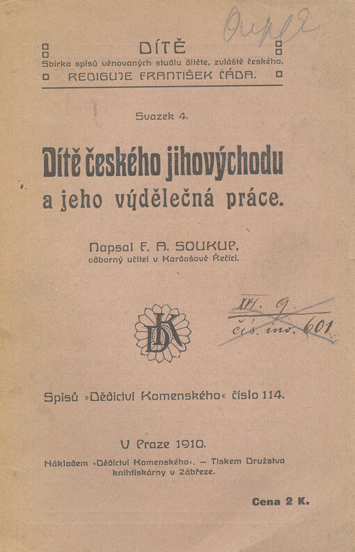 Dítě českého jihovýchodu a jeho výdělečná práce